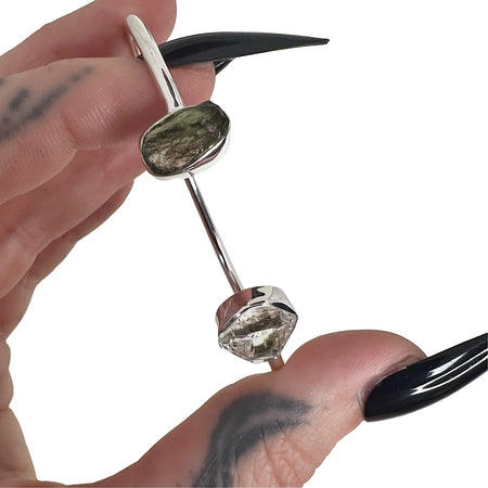 Moldavite + Herkimer Adjustable Bracelet 8