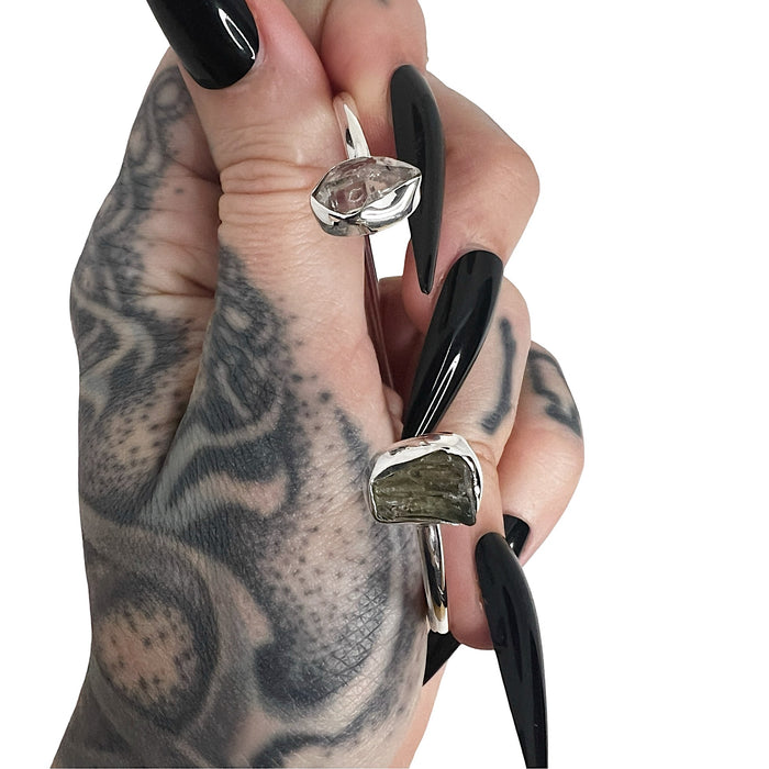 Moldavite + Herkimer Adjustable Bracelet 5