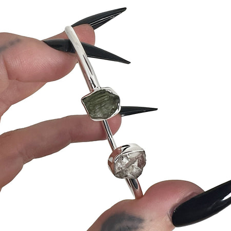 Moldavite + Herkimer Adjustable Bracelet 2