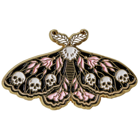 Moth & Skulls Enamel Pin by Ectogasm