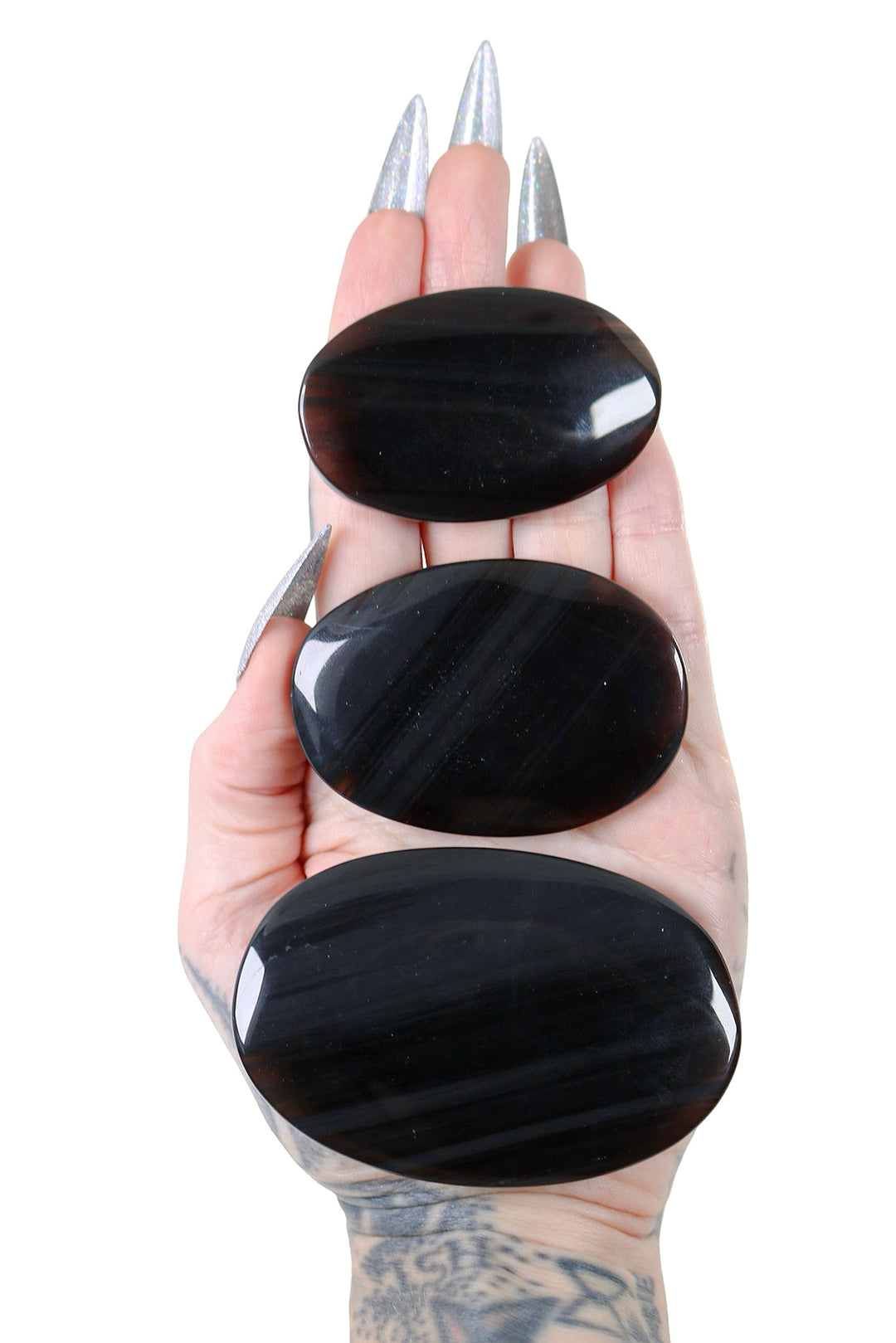 Midnight Lace Obsidian Palm Stone Crystal Haute Macabre 