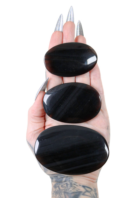 Midnight Lace Obsidian Palm Stone Crystal Haute Macabre 