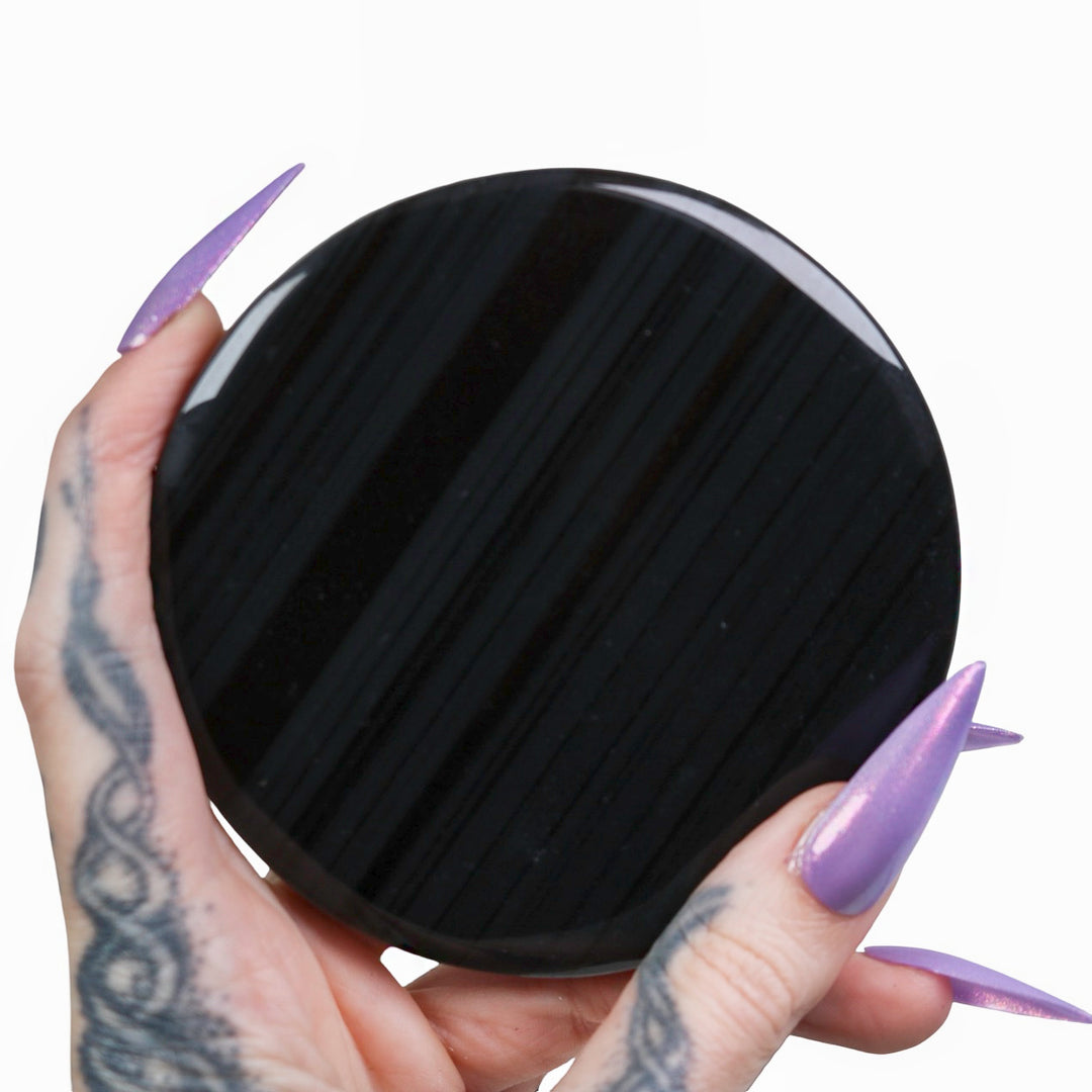 Midnight Lace Obsidian Scrying Mirror Haute Macabre