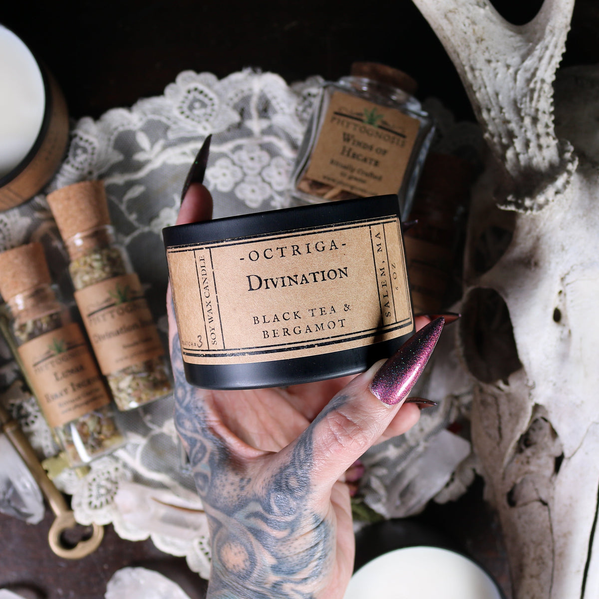 Ritual offering magical witchcraft vegan soy candle haute macabre phytognosis