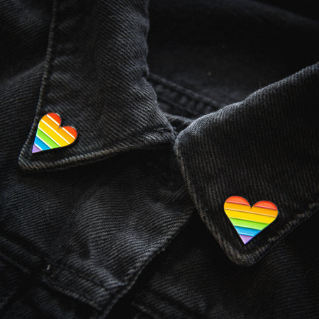 Rainbow Heart Collar Enamel Pin Set by Ectogasm