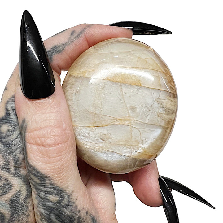 Joy Spark: Peach Moonstone Palm Stone
