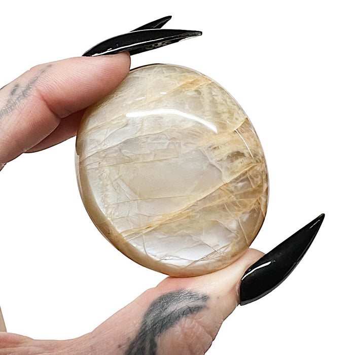 Peach Moonstone Palm Stone