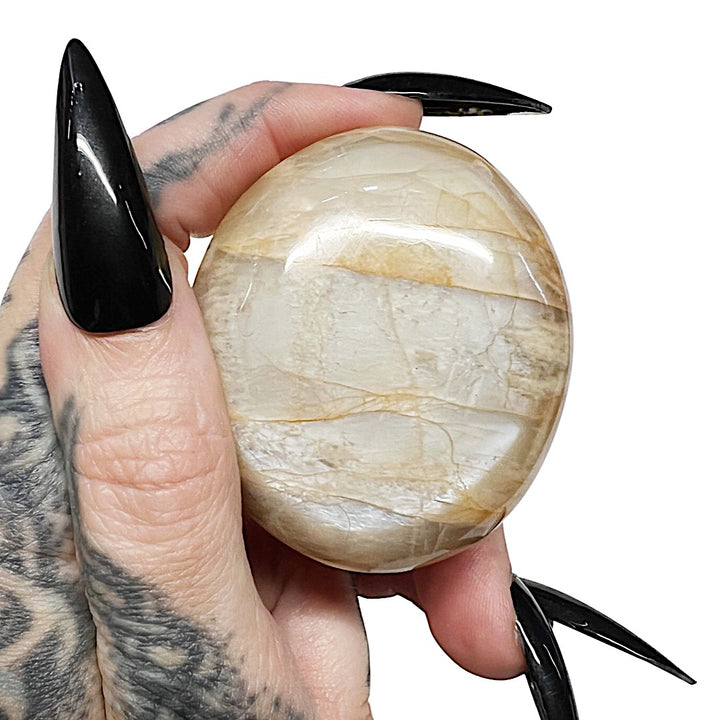 Joy Spark: Peach Moonstone Palm Stone