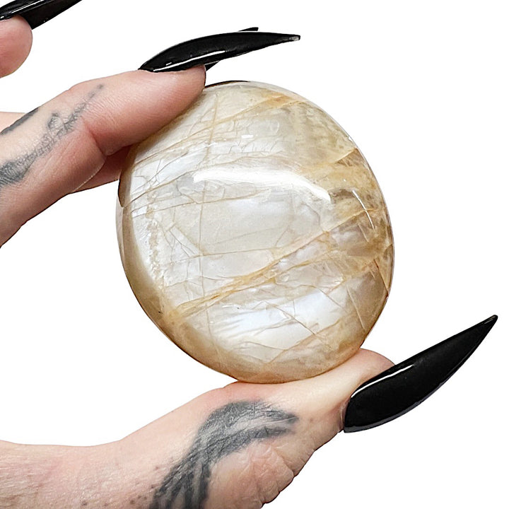 Joy Spark: Peach Moonstone Palm Stone