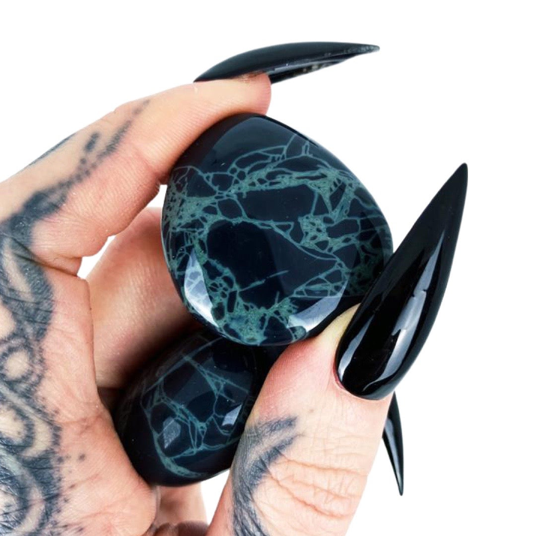 Road Opener: Spiderweb Obsidian Pocket Pebble