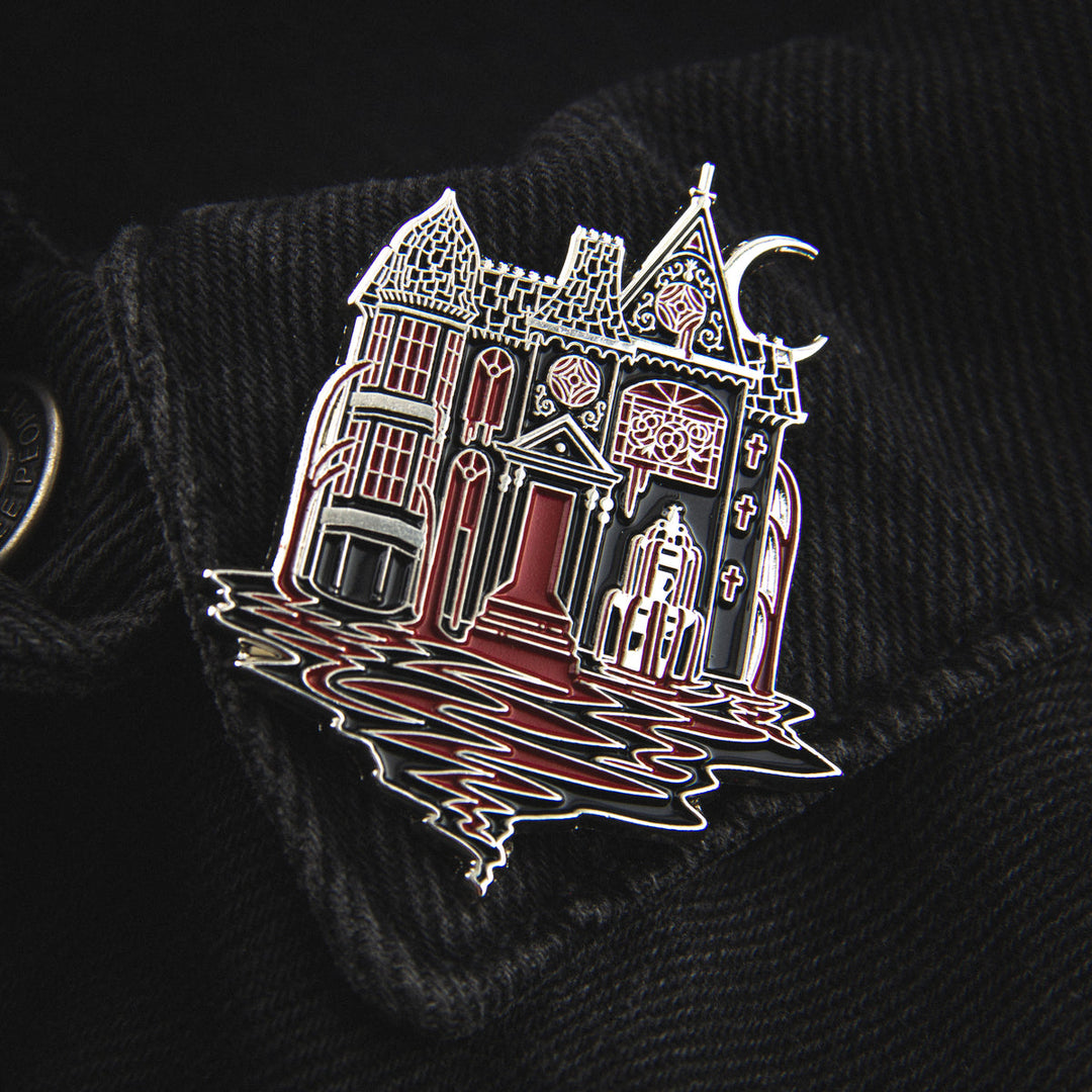 Bleeding Mansion Enamel Pin by Ectogasm