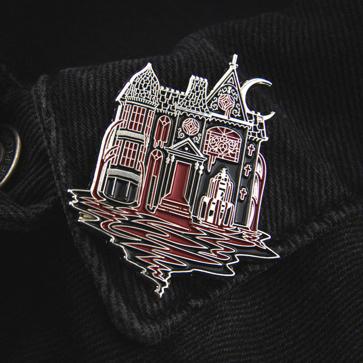 Bleeding Mansion Enamel Pin by Ectogasm