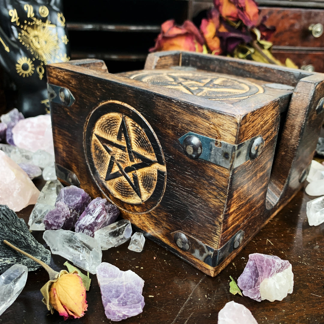 Wood Pentagram Coaster Set