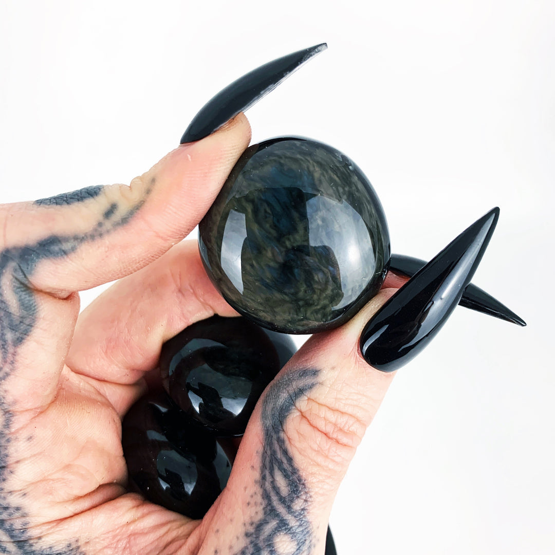 Psychic Weapon: Velvet Obsidian Pocket Pebble